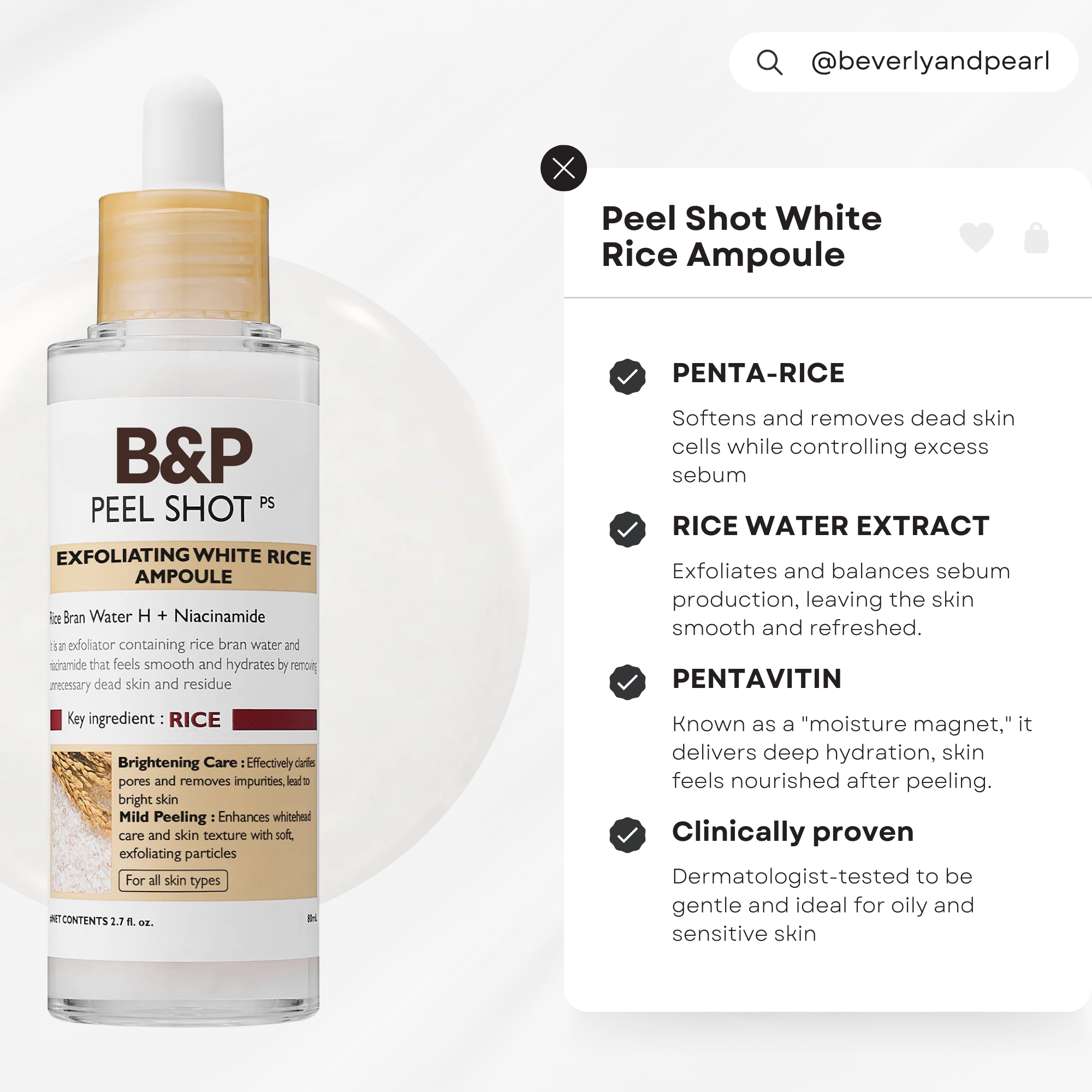 Beverly Peel Shot White Rice Ampoule